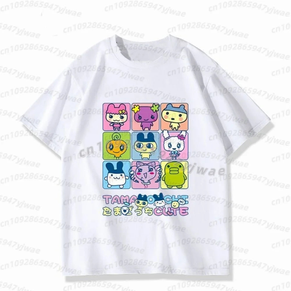 2026 Summer  men t-shirt  Japan Tamagotchi T-shirt Men's Women Tshirt Tops Graphic Female Kawaii Cartoon men Adults Tees
