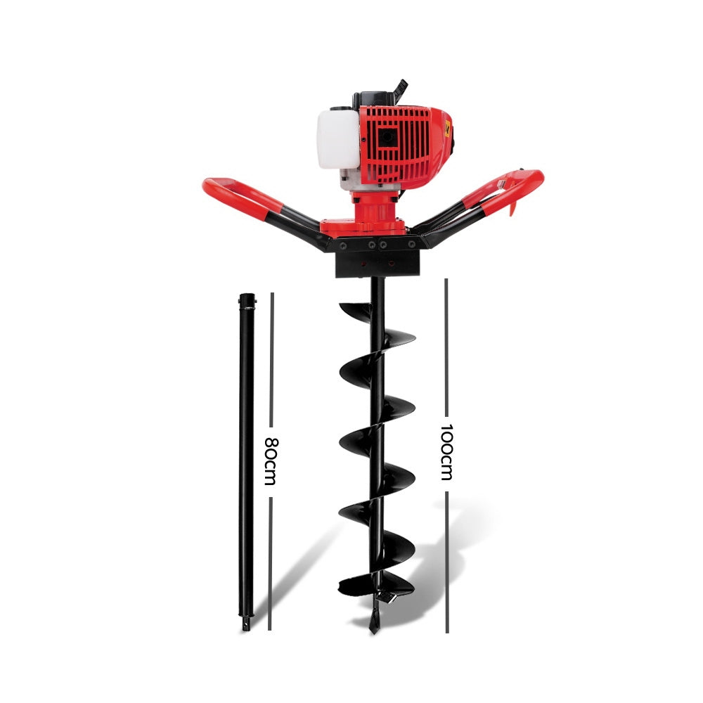 NNEDSZ 80CC Petrol Post Hole Digger Drill Borer Fence Extension Auger Bits