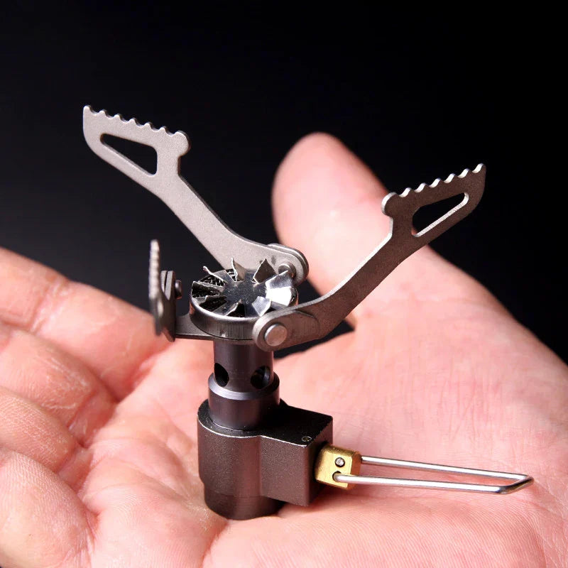 Mini Camping Stove with Adapter Grey