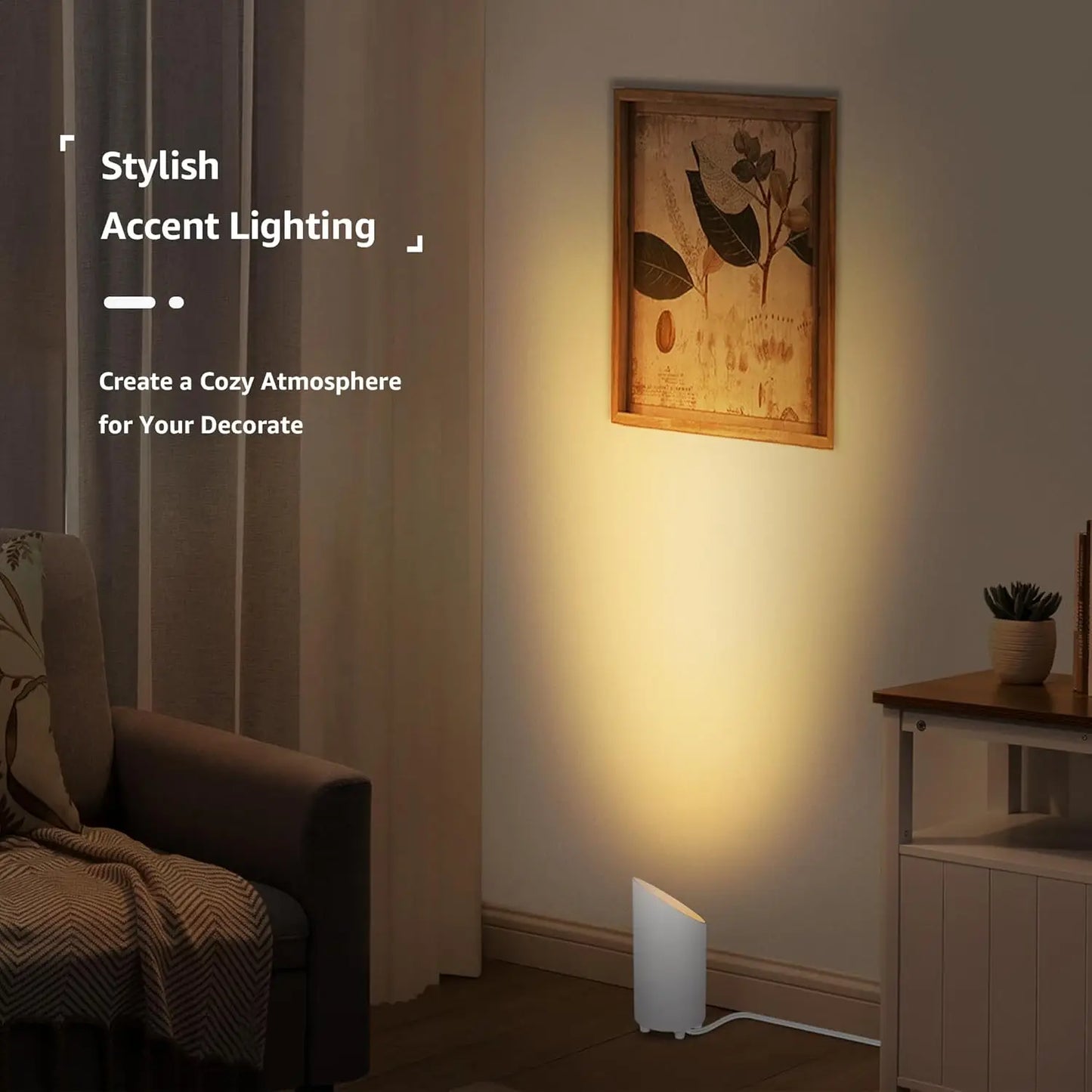 2 Pack Indoor Floor Uplighting with 5W LED GU10 Bulbs, 2700K Warm Light for Home Accent, Plug-in Cord & Foot Switch