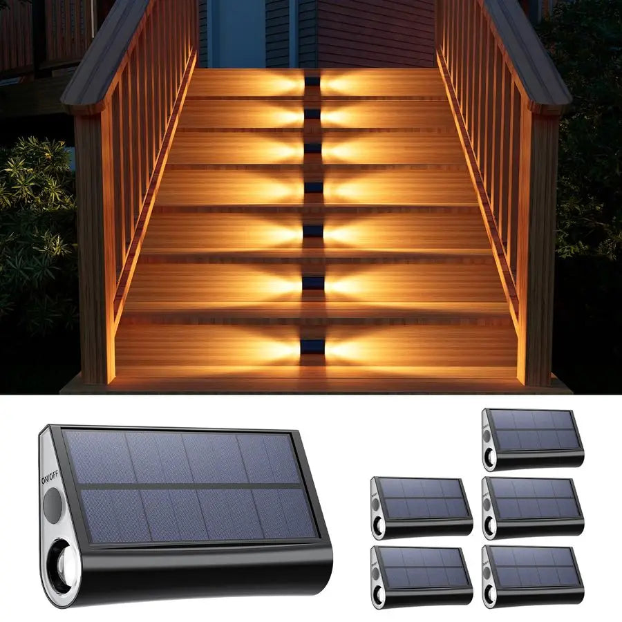 Pack Solar Powered Step Lights Outdoor Waterproof LED for Deck Stair Safety Outside Decorative Lamp for Yard, Patio, Porch Raili