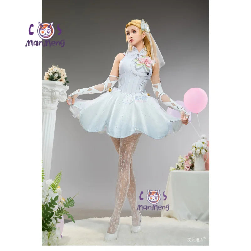 Invisible Woman Susan Storm Richards Cosplay Rivals Costume Halloween Party Women Fantasy Wedding Dress Gloves Socks Sexy Set