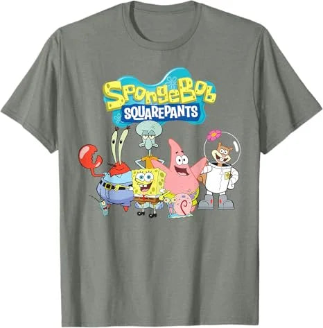 2026 Summer Hot Selling Fashion New SpongeBob Friends Cotton T-shirt Outdoor Hip Hop Leisure Fitness Street Wear T-shirt Large