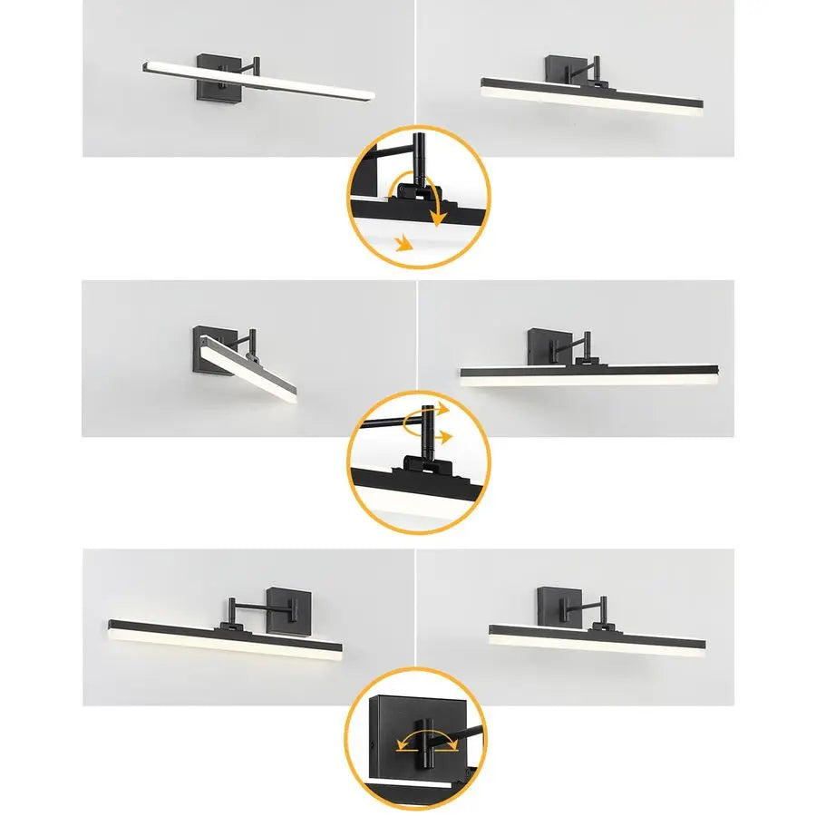 LED Vanity Light,23.6 Adjustable amp Rotatable Bathroom Light Fixture Above Mirror, Wall Sconce, Black