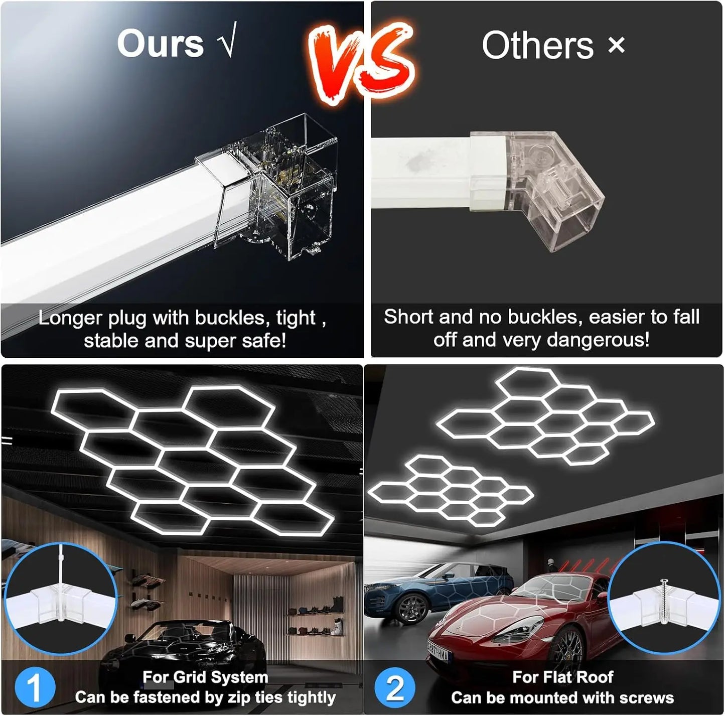 Modern Hexagon Garage Lights, 25 Pack 216W High Brightness LED for Garage, Workshop, Mall