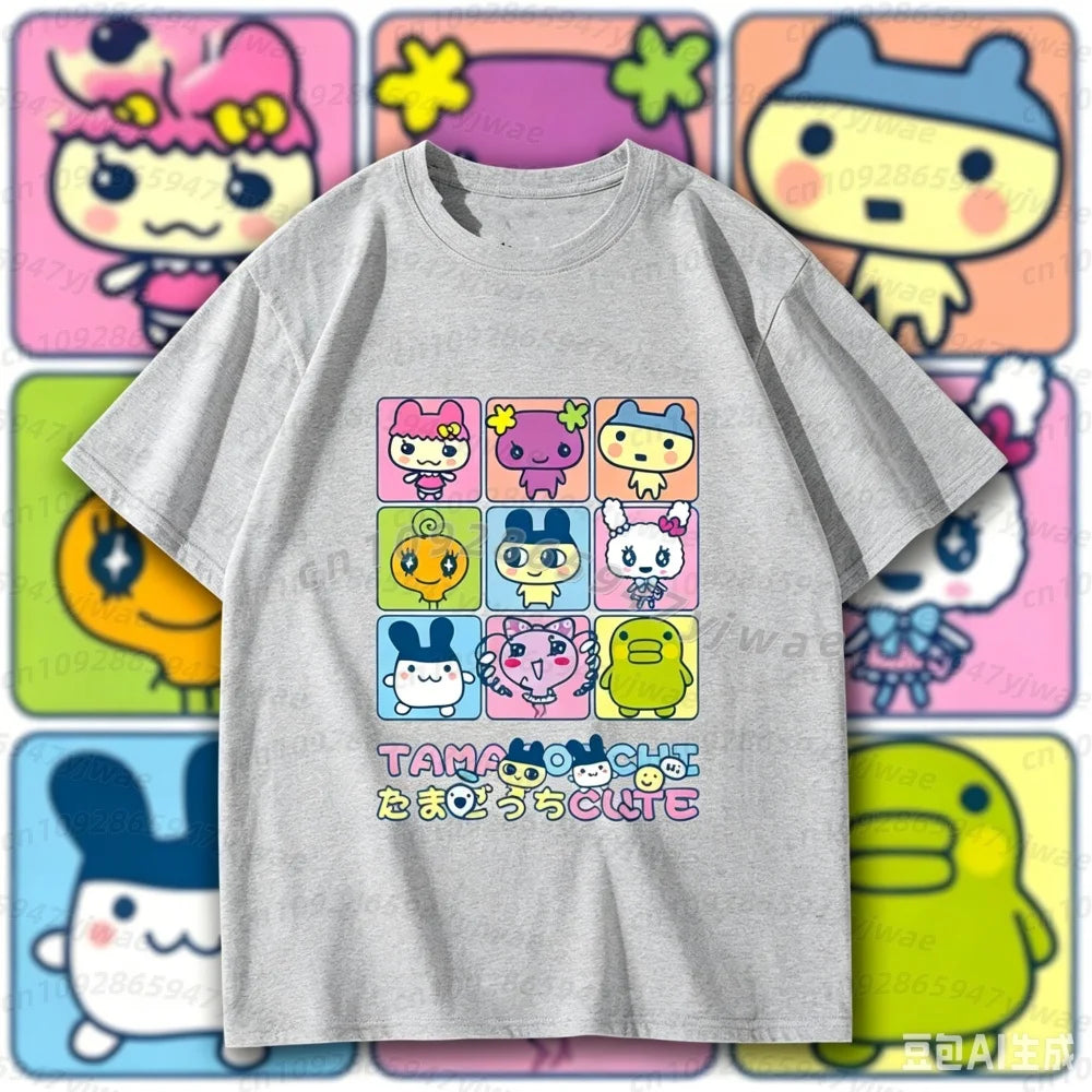 2026 Summer  men t-shirt  Japan Tamagotchi T-shirt Men's Women Tshirt Tops Graphic Female Kawaii Cartoon men Adults Tees