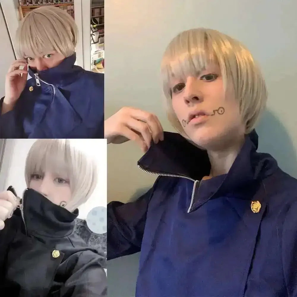 2026 New Anime School Top Kaisen Tatoo Pants Jujutsu Uniform Party Costume Inumaki Halloween Toge Wig Cosplay