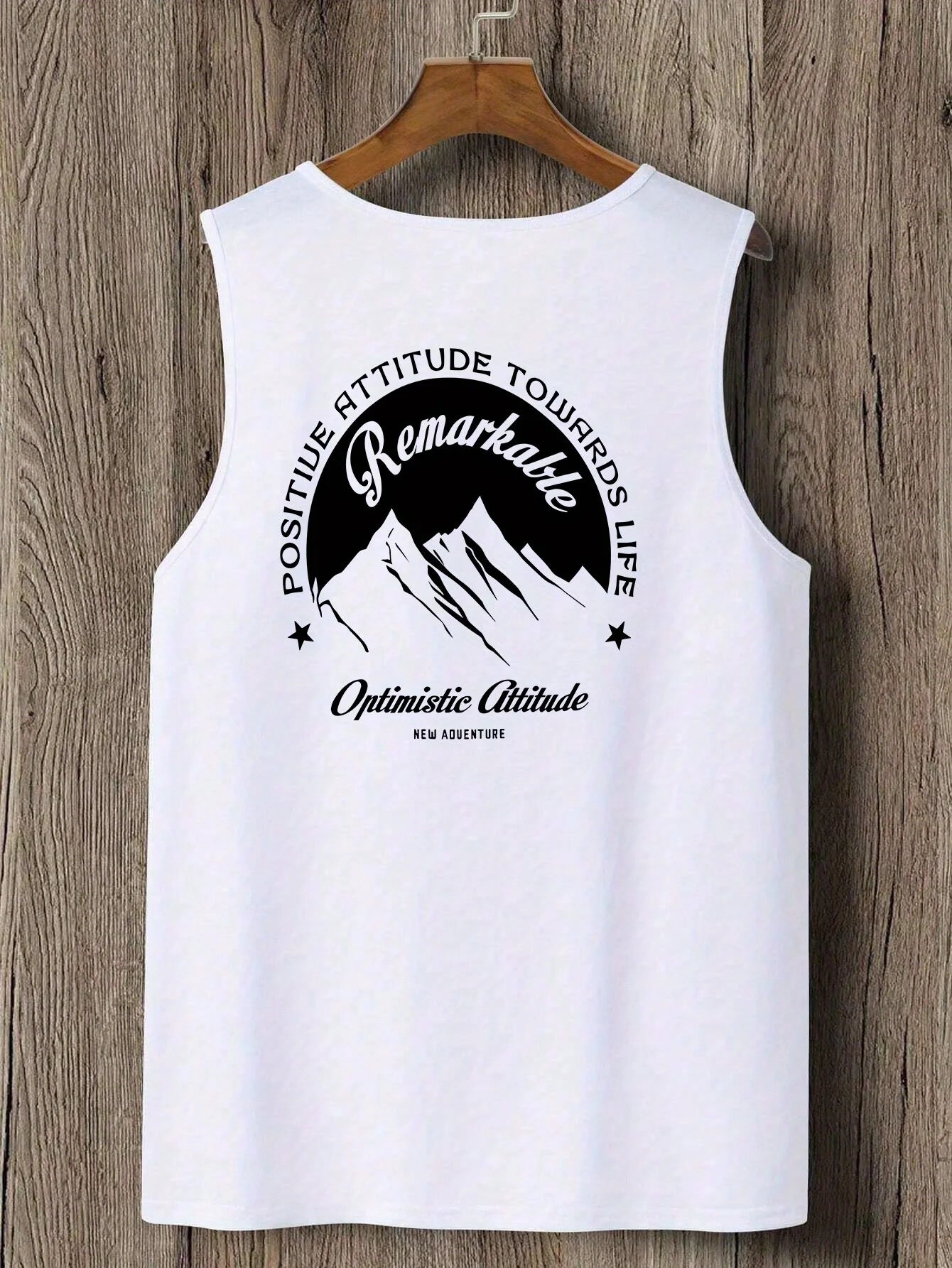 Fashionable trend muscular man, simple and creative individual style snow mountain double-sided print t-shirt