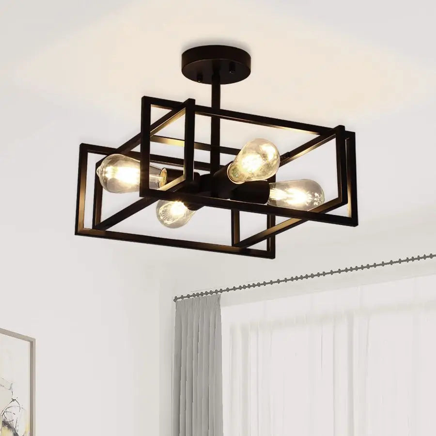 Ceiling Light Fixtures 4Light Industrial Farmhouse Flush Mount Ceiling Lighting,Vintage Metal Chandelier Ceiling Lamp for Kitche