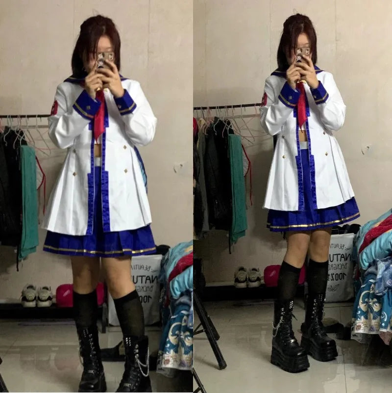 Game Umamusume: Pretty Derby Oguri Cap Cosplay Costume Wig Tail White Sailor Uniform Skirt Coat Woman Lovely Hallowmas Suit
