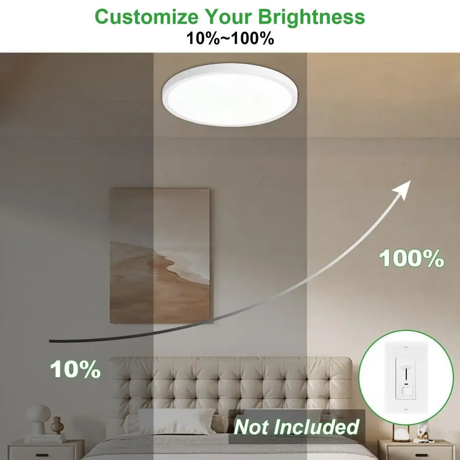 LED Flush Mount Ceiling Light 12 inch Super Slim 5000K Dimmable Kitchen Lighting Fixtures Ceiling 24W White Low Profile Ceiling