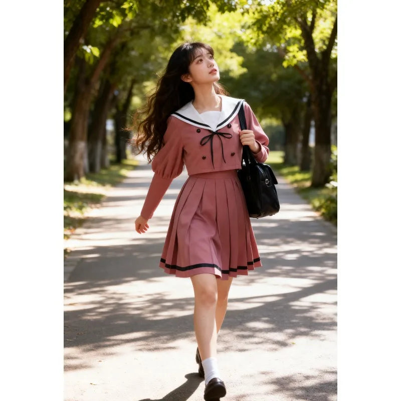 Anime The Fragrant Flower Blooms with Dignity Character Waguri Kaoruko Cosplay Costume Shirt Dress Bow Tie School Uniform Women