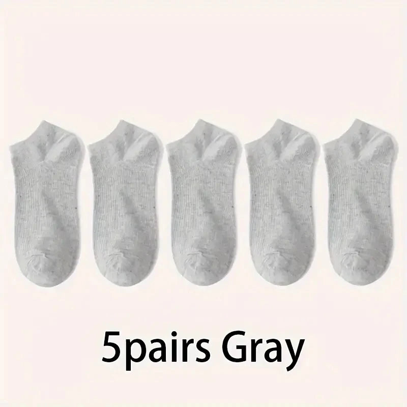3/5/10PC Unisex Casual Plain Color Boat Socks Thin Breathable Comfy Anti Odor Sweat-absorbing Low Cut Ankle Socks For Men Women