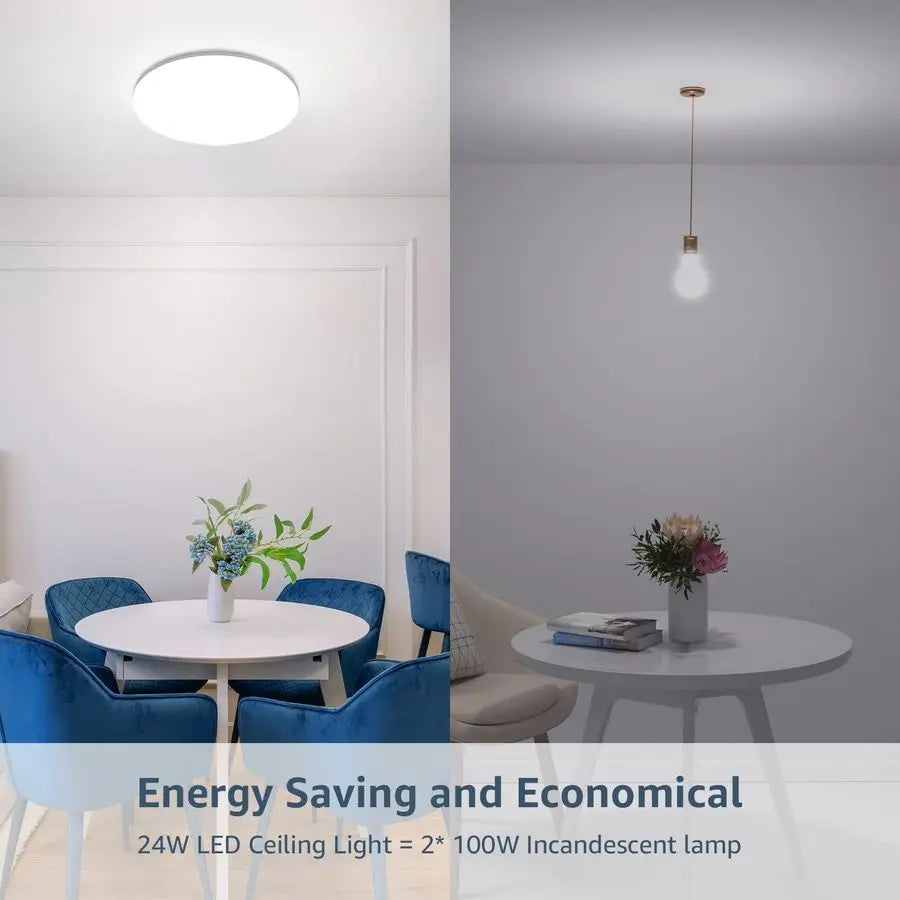 11 inch 24 watt Flush Mount LED Ceiling Light 2400 Lumen 200 watt Equivalent, Waterproof, Daylight White 5000 Kelvin Bright Ceil