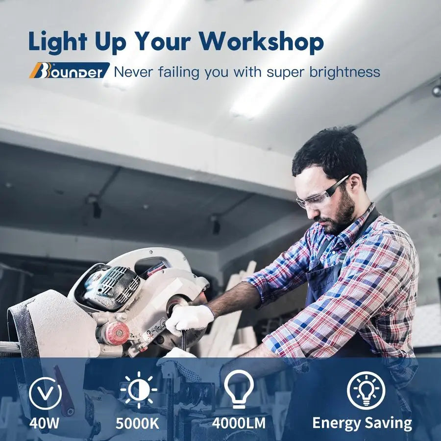4 Pack Linkable LED Utility Shop Light, 4 FT, 4000 LM, 48 Inch Integrated Fixture for Garage, 40W Equivalent 250W, 5000K Dayligh