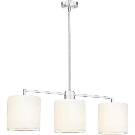 3-Light Dining Room Light ixture, Brushed Nickel Kitchen Island Lighting with Linen Drum Shade, ern Linear Chliers or Dining Roo