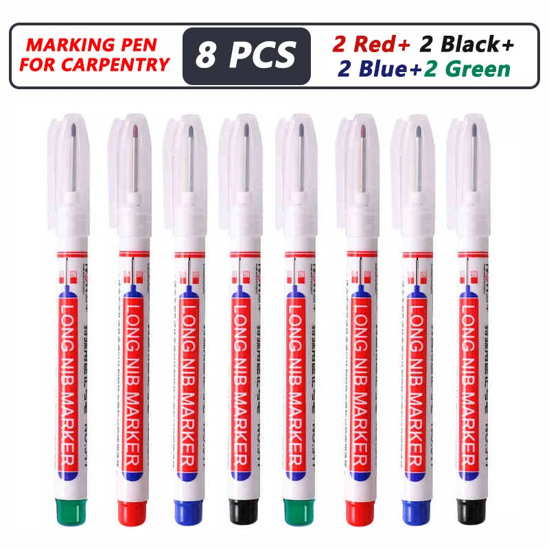 1-40PCS 20mm Deep Hole Long Nib Head Markers For Metal Perforating Pen Waterproof Bathroom Woodworking Decoration Multi-Purpose