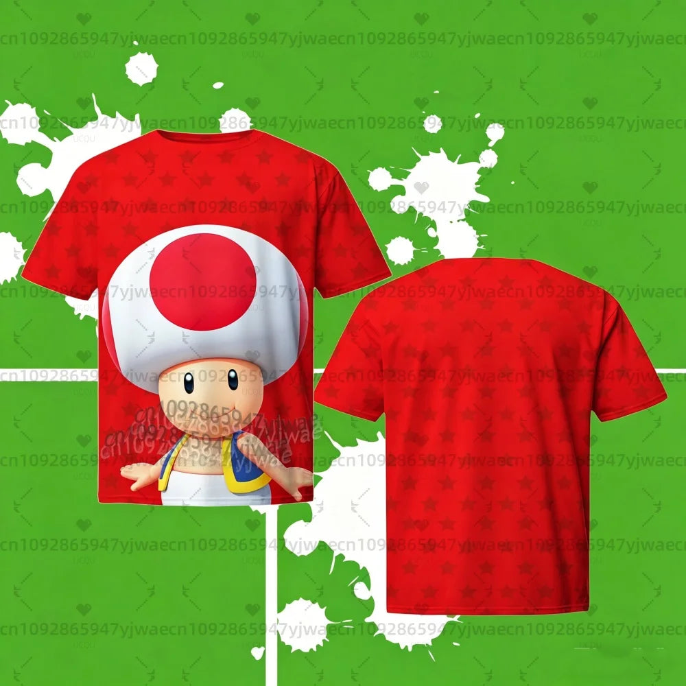 2026 men Super Mario Bros. Yoshi Peach T Shirt Kids Summer Dress Boy T-Shirt men women Short Sleeve Top Kids Cute Birthday tees