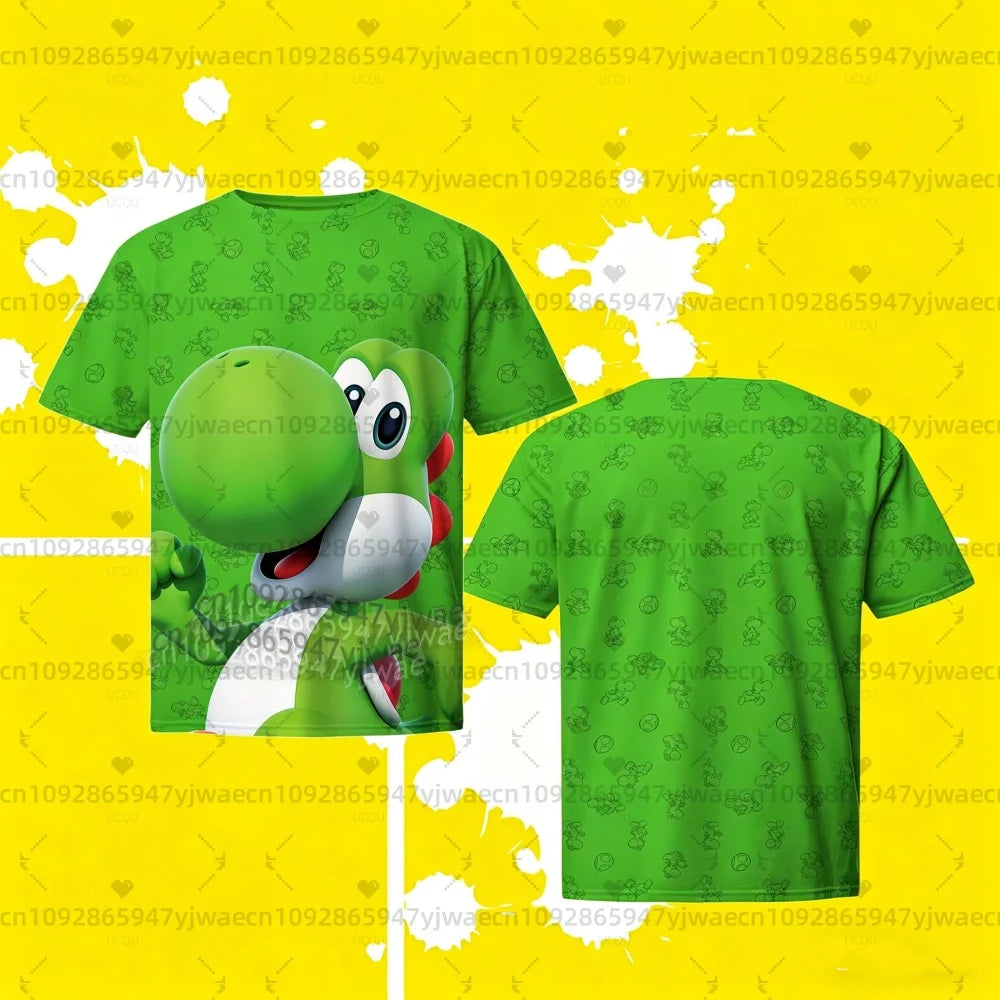 2026 men Super Mario Bros. Yoshi Peach T Shirt Kids Summer Dress Boy T-Shirt men women Short Sleeve Top Kids Cute Birthday tees