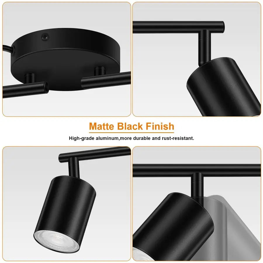 in Track Lighting, LED Track Lighting Fixtures Ceiling, Black 4Light Kitchen Light Kit, Plug in Wall Light with 14.8ft Power Cor