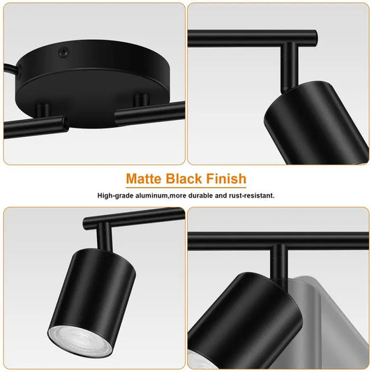 in Track Lighting, LED Track Lighting Fixtures Ceiling, Black 4Light Kitchen Light Kit, Plug in Wall Light with 14.8ft Power Cor