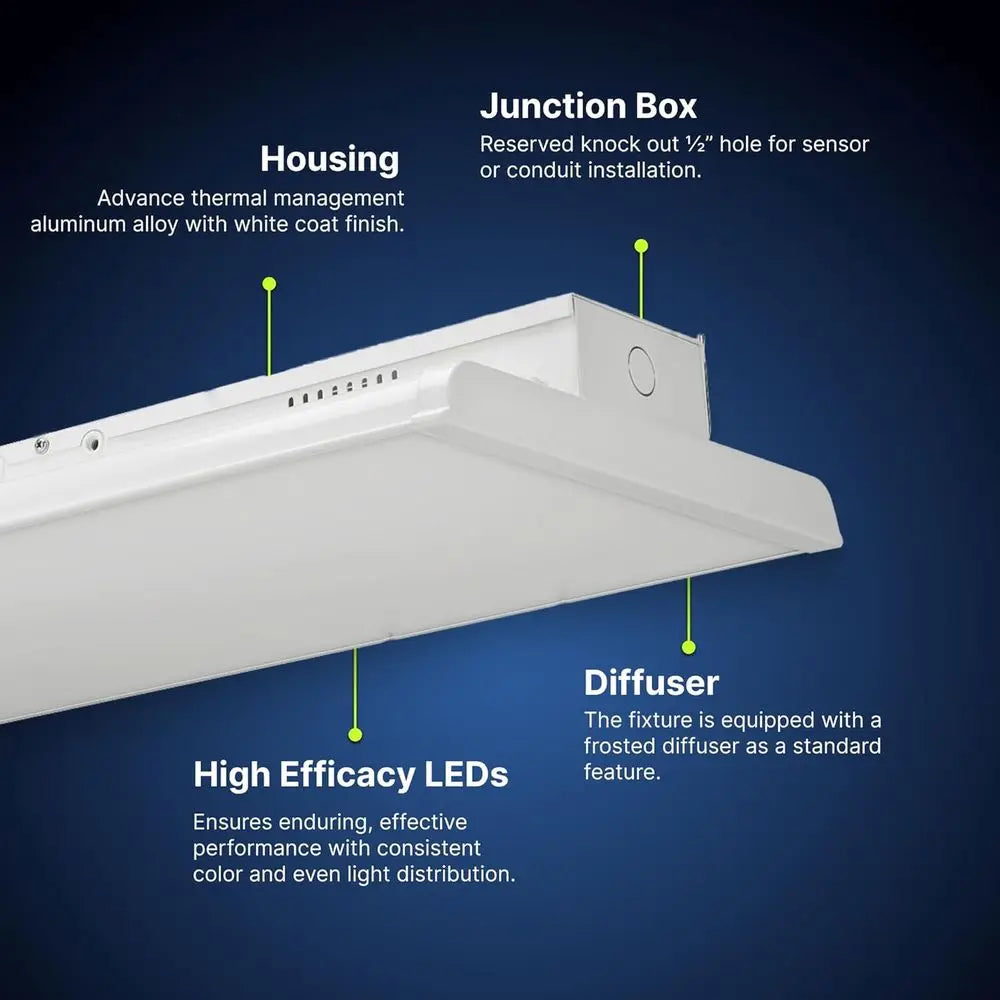 - 4 T Linear LED Shop Lights, 225W, 30,626LM Bay Ceiling Shop Light or Commercial & Industrial Use, Non-Maintenance Shop Lights