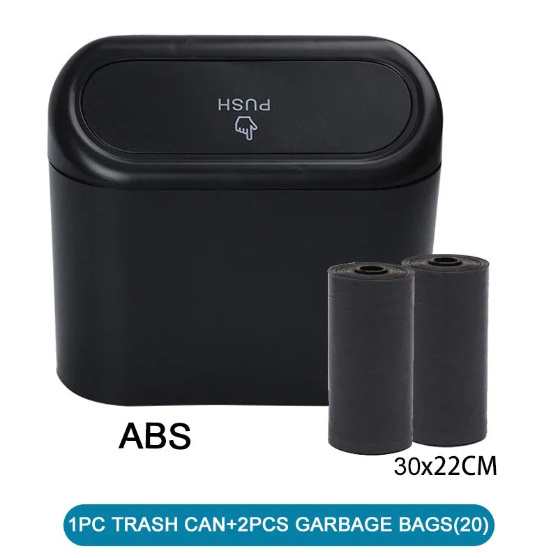 1Pcs Leak-proof Mini Car Trash Can with Lid Small Car Accessories Includes 60 (300) Garbage Bags for Vehicle Interior