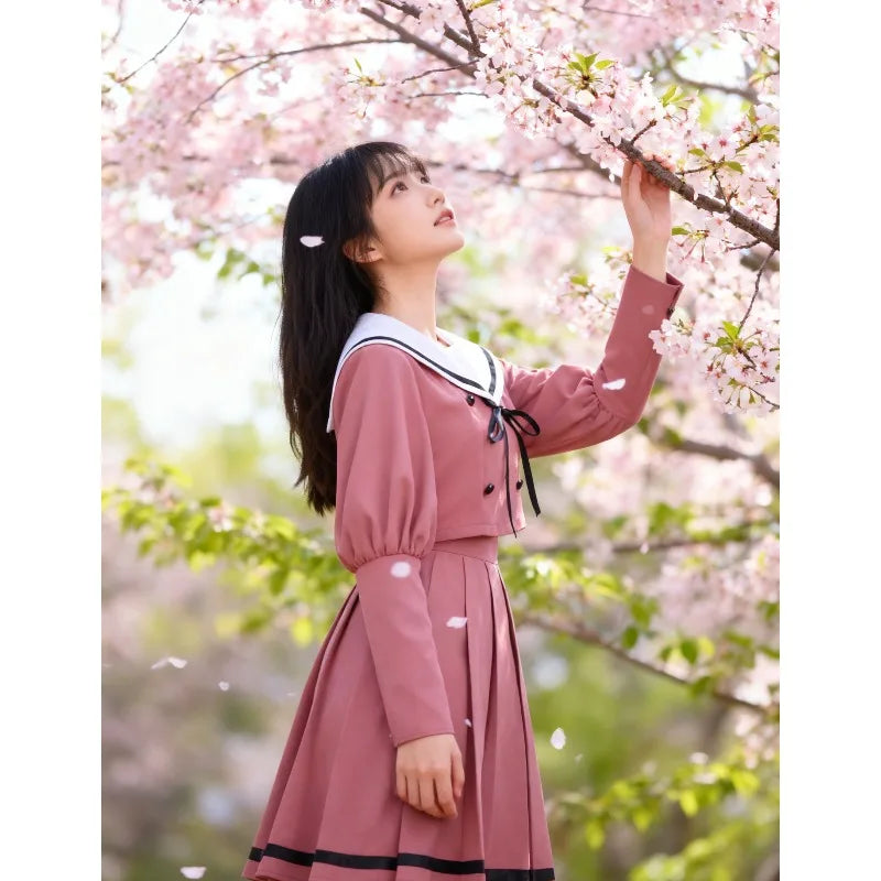 Anime The Fragrant Flower Blooms with Dignity Character Waguri Kaoruko Cosplay Costume Shirt Dress Bow Tie School Uniform Women