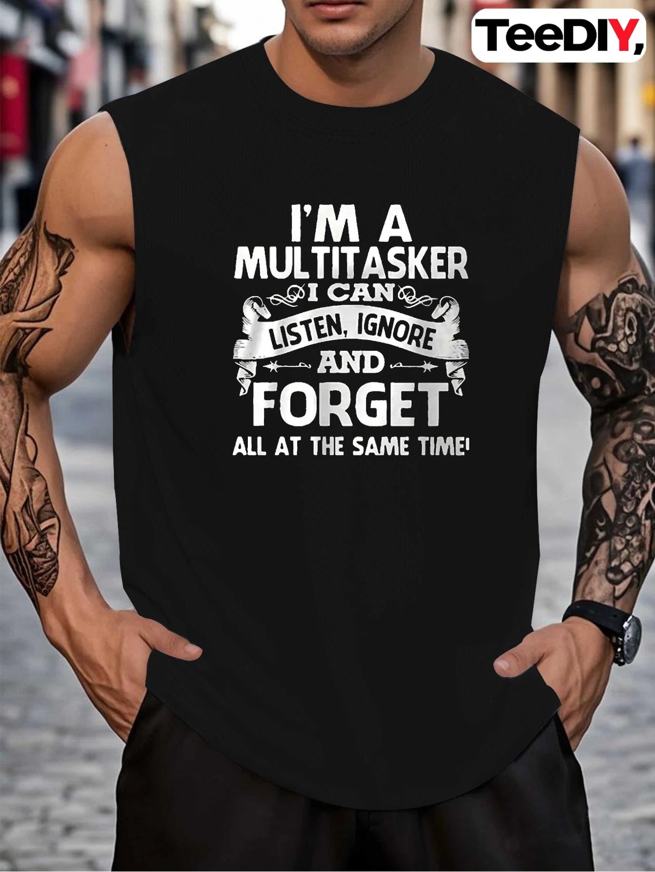 Interesting text patterns on a large-sized men's vest