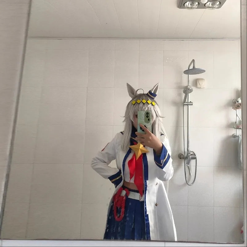 Game Umamusume: Pretty Derby Oguri Cap Cosplay Costume Wig Tail White Sailor Uniform Skirt Coat Woman Lovely Hallowmas Suit