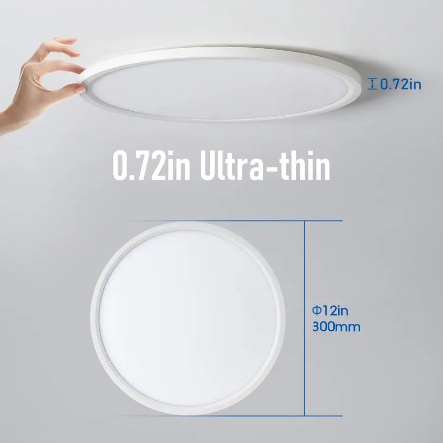 Pack 12 Inch Slim Dimmable LED Flush Mount Ceiling Light Fixtures, 24W 2640LM 3000K 4000K 5000K, House Upgrade Led Lights for Be
