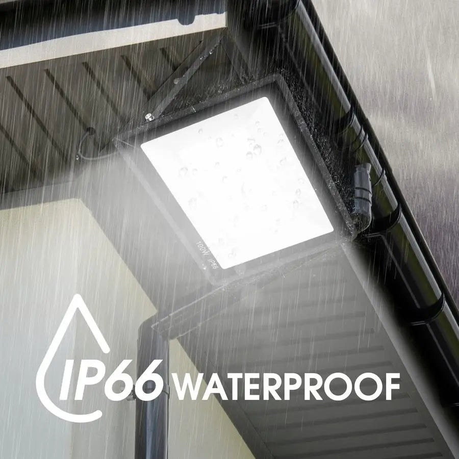 Pack 100W Led Flood Lights Outdoor,Super Bright 11600LM Security Lights with Plug,Exterior IP66 Waterproof 5000K Daylight White