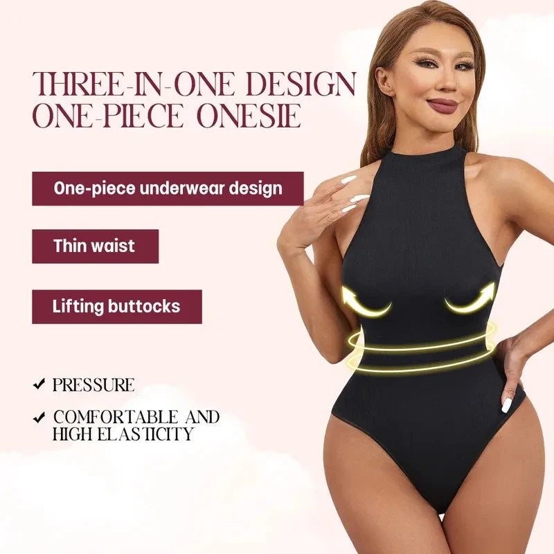 High  Elastic Bodysuits Sexy Sleeveless Crew Neck Shapewear Thong For Womens Waist Trainer Tanks Tops Tummy Control Body Shaper