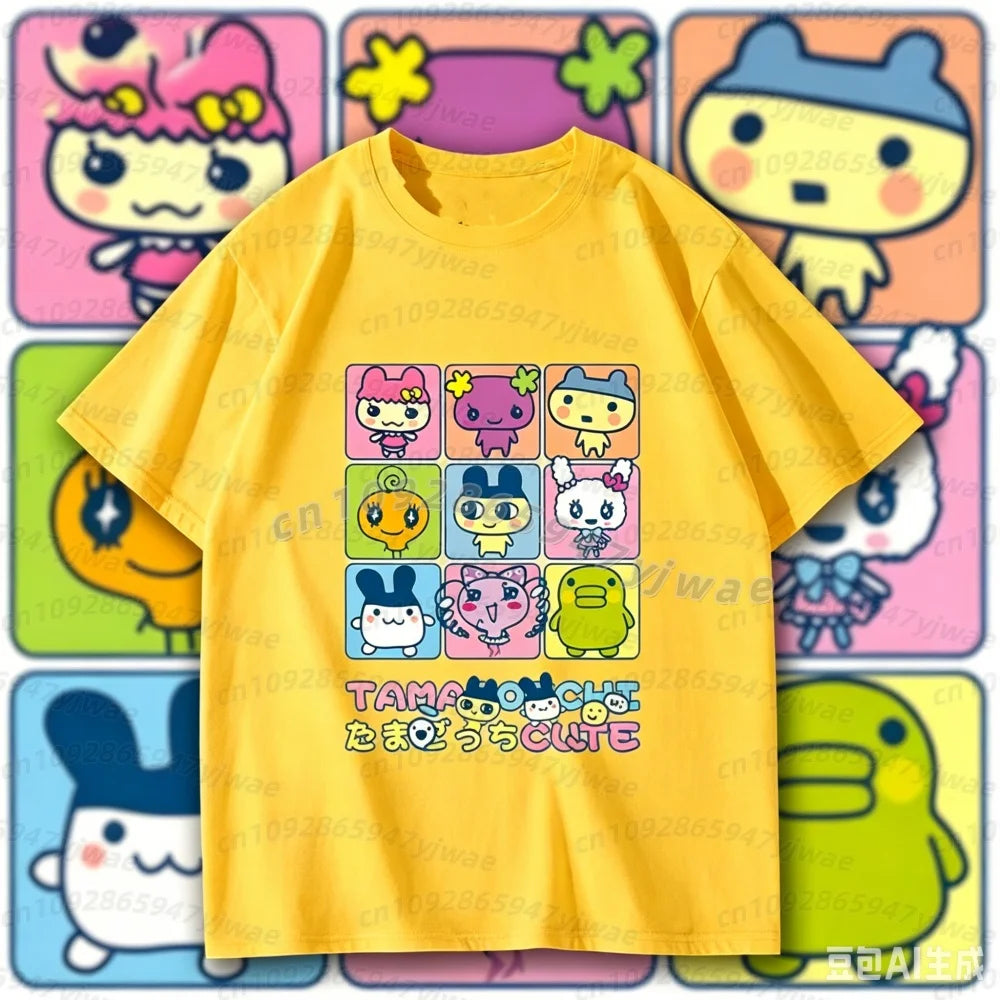 2026 Summer  men t-shirt  Japan Tamagotchi T-shirt Men's Women Tshirt Tops Graphic Female Kawaii Cartoon men Adults Tees