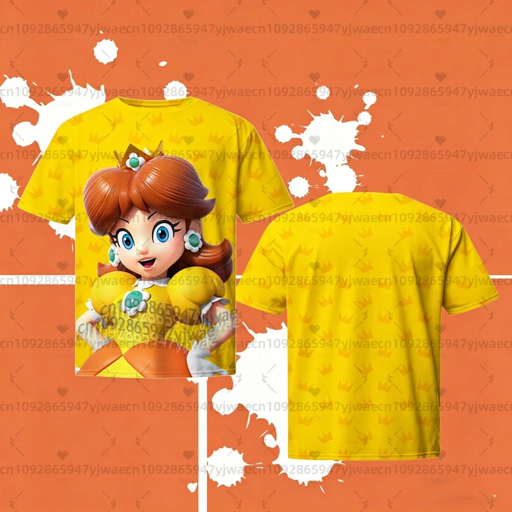 2026 men Super Mario Bros. Yoshi Peach T Shirt Kids Summer Dress Boy T-Shirt men women Short Sleeve Top Kids Cute Birthday tees